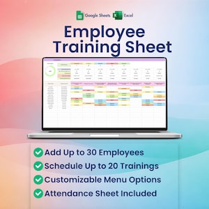 Employee Training Sheet, Excel, Google Sheets, Staff Training Log, Certification Tracker, Development Schedule, Theme 1
