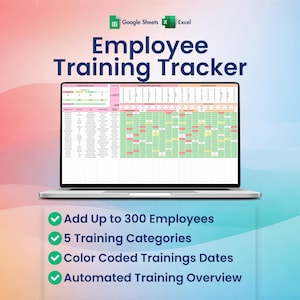 Employee Training Tracker, Excel, Google Sheets,Team Skill Matrix, Certification Template, Expiry, Overdue, Theme 2