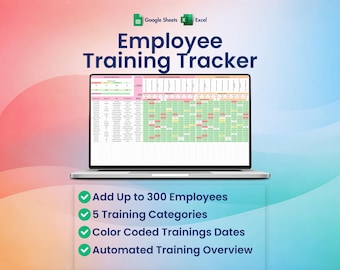 Employee Training Tracker, Excel, Google Sheets,Team Skill Matrix, Certification Template, Expiry, Overdue, Theme 2