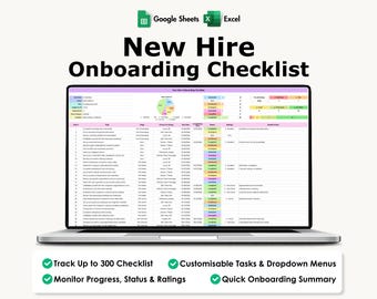 New Hire Onboarding Checklist, Excel, Google Sheets, Employee Training, HR Task, Staff Orientation, Theme 1