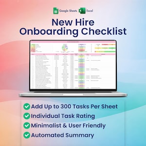 New Hire Onboarding Checklist, Excel, Google Sheets, Mitarbeiterschulung, HR Aufgabe, Personalorientierung, Thema 2