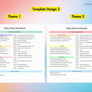 Employee Work Schedule for Excel | 4 Different Designs Spreadsheet Templates Included