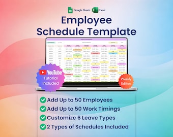 2026 Employee Schedule Template Excel, Google Sheets, Staff Timetable, Work Planner, Editable Shift Schedule,