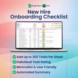 New Hire Onboarding Checklist, Excel, Google Sheets, Mitarbeiterprozess, HR-Vorlagen, Einstellungsplan, Theme 1