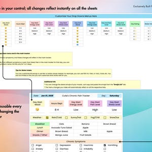 Chronic Pain & Symptom Tracker for Google Sheets, Track Mood, Sleep, Stress Level, Energy Level,