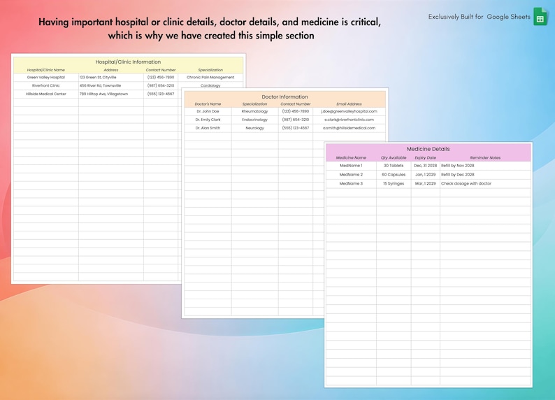 Chronic Pain & Symptom Tracker for Google Sheets, Track Mood, Sleep, Stress Level, Energy Level,