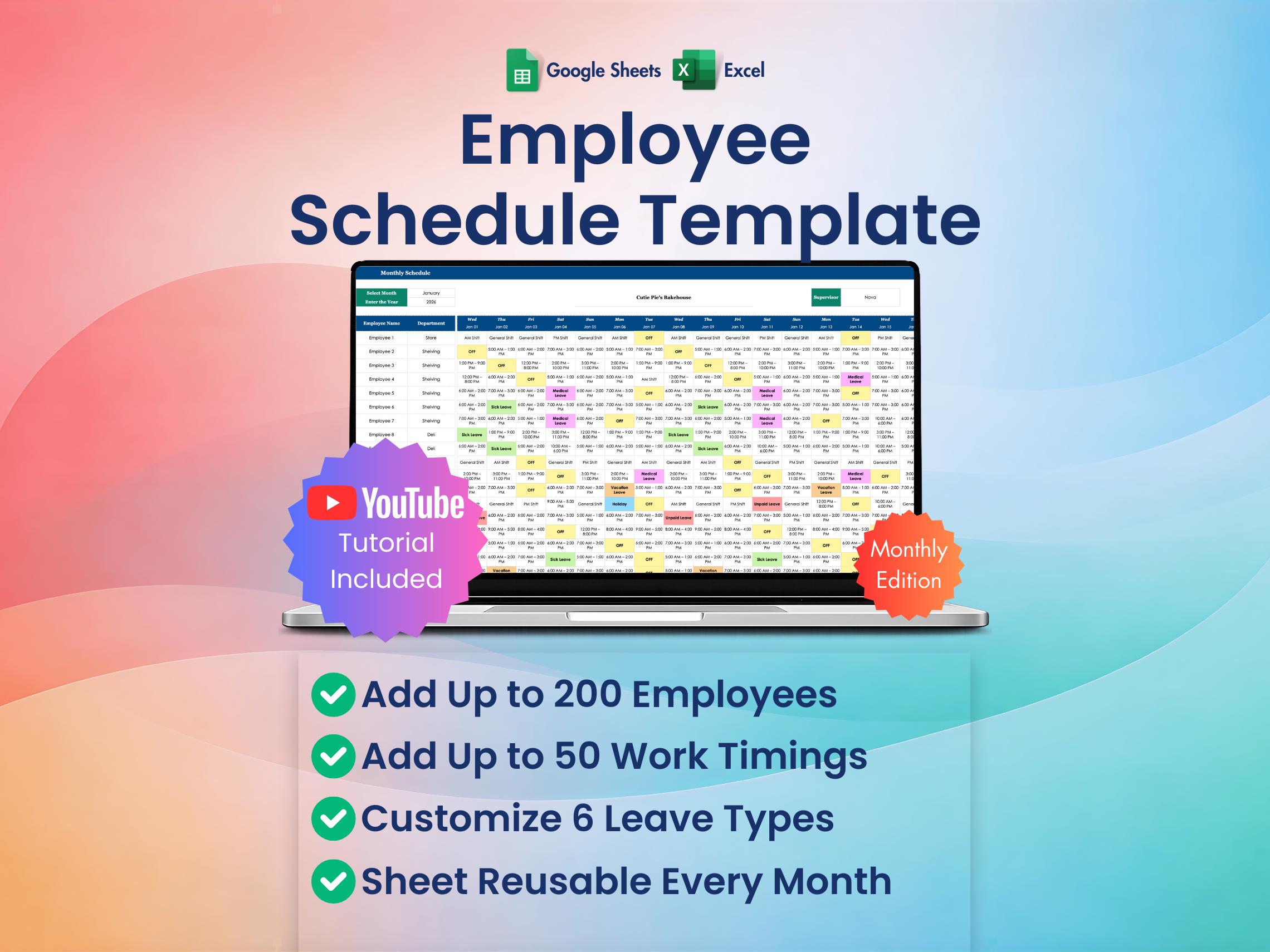 Blank Monthly Rota Sheets