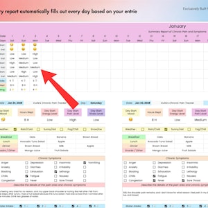 Chronic Pain & Symptom Tracker for Google Sheets, Track Mood, Sleep, Stress Level, Energy Level,