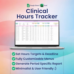 Clinical Hours Tracker, LCSW Supervision Log, Counseling Internship, Practicum, Therapy Spreadsheet Template