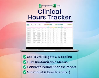 Clinical Hours Tracker, LCSW Supervision Log, Counseling Internship, Practicum, Therapy Spreadsheet Template