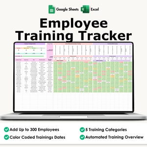 Employee Training Tracker Template, Excel, Google Sheets, Staff Compliance Record, HR Dashboard, Certification Log