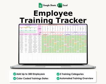 Employee Training Tracker Template, Excel, Google Sheets, Staff Compliance Record, HR Dashboard, Certification Log
