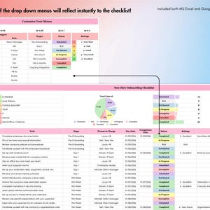 New Hire Onboarding Checklist, Excel, Google Sheets, Employee Process, HR Templates, Hiring Plan, Theme 2