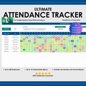 2025 Ultimate Employee Attendance Tracker,Excel, Google Sheets, Attendance Spreadsheet, Employee Schedule, Employee Attendance Tracking,