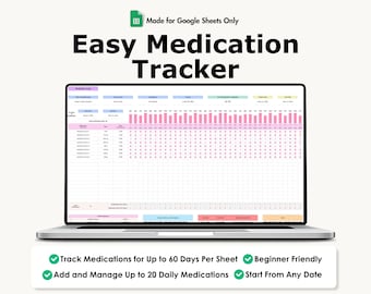 Medication Tracker for Google Sheets, Pill Organizer, Prescription Intake Log, Hospital Visits, Health,