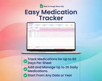 Medication Tracker for Google Sheets, Pill Organizer, Prescription Intake Log, Hospital Visits, Health,