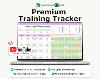 Employee Training Tracker, Excel, Google Sheets, Certification, Human Resources, Overdue Work Training Template
