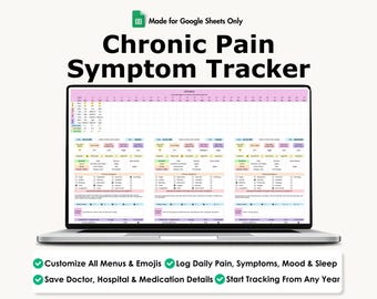 Chronic Pain Symptoms Tracker Google Sheets Health Journal Wellness Log Daily Monitoring Template