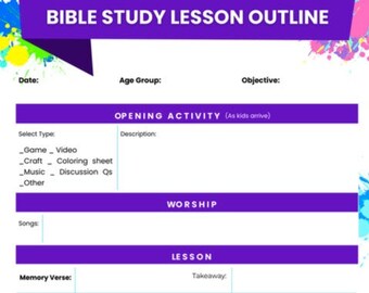 Bible Lesson Outline - 1 day outline for Sunday School, Bible Study, Homeschool Lesson