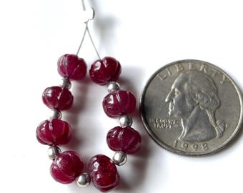 8 PCS-Ruby Melon Rondelle Beads, 6-8 MM, African Ruby Beads,Carving Beads, Ruby AAA+++Beads, Loose Beads-Get 75%Off jewlry making supplies