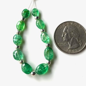 Wholesale-10 PCS-Natural Emerald Smooth Beads, 6/8 mm-Emerald Oval Beads, Zambian Emerald Beads, Green Emerald Gemstones for Jewelry making