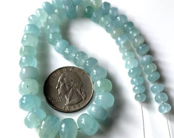 AAA+13 Inchs-Natural Aquamarine Smooth Rondelle Beads, 6/10 MM-Aquamarine Jewelry, Natural Aquamarine Beaded Necklace