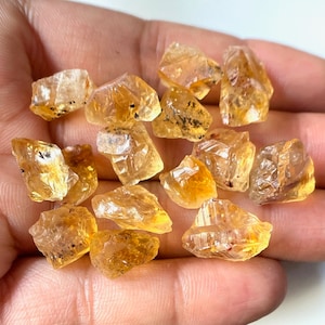 AAA+100%Natural 15 Pcs-Raw Citrine Rough Gemstone, Size-10-15MM, Yellow Citrine Rough Stone, Raw Healing Crystal, November Birthstone