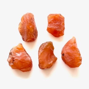 5 Pcs Natural Raw Carnelian Rough Gemstones 18x20 MM Orange Carnelian Raw, Healing Crystals April birthstone Wholesale Price Gift For her