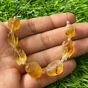 100%Natural Center Drill Raw Citrine Rough Gemstone, 10-15 MM Raw Healing Crystals November birthstone, Loose Raw Citrine Gemstone