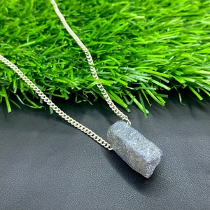 Natural Raw Blue Sapphire Crystals Pendant Necklace, Raw Gemstone, 20 MM Energy Healing Crystals, Gift for Her, September Birthstone