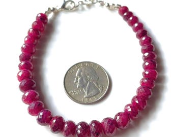 Natural Ruby Exclusive Bracelet AAA+ Quality Red Ruby Bracelet, Healing Meditation Protection Bracelet, 5/7 Red Ruby Beaded Bracelet, Gift