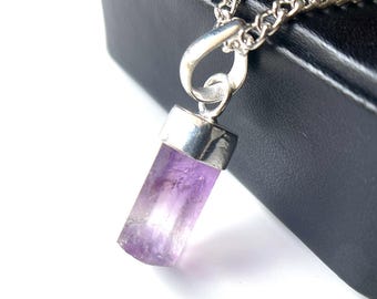Bio Color Ametrine Necklace, Size-18x8 MM-Handmade Crystal Pendant, Raw Ametrine Gemstone Pendant, Ametrine Pendant Necklace, Gift For Women