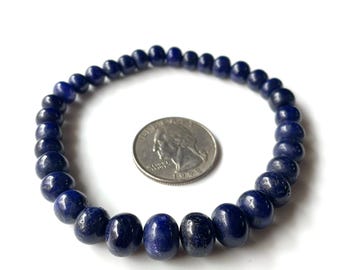 AAA+Naturlig Safirarmband, Blå Safirarmband, Helande Meditation Skyddsarmband, 6-8 MM, Safirpärlarmband, Present till henne