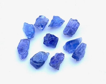 Tanzanita azul cruda 100% natural, 10 piezas de lote de piedras preciosas sueltas en bruto de cristal, uso de piedras preciosas de cristal curativo crudo de 10-15 MM para hacer joyas