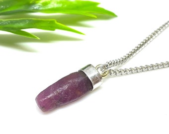 Top Quality Ruby Raw Necklace, 925. Stealing Silver, Raw Ruby Pendant Necklace, July Birthstone, Gif For Christmas