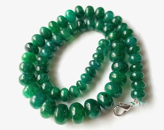 天然宝石エメラルド スムース 7～11mm ラウンドビーズネックレス 27