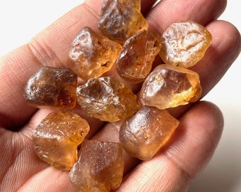10 Pcs-Natural Imperial Topaz Rough Crystal, Size-14-16 MM, Natural Imperial Topaz Rough Gemstone, Healing Crystal Stone, Raw Materials