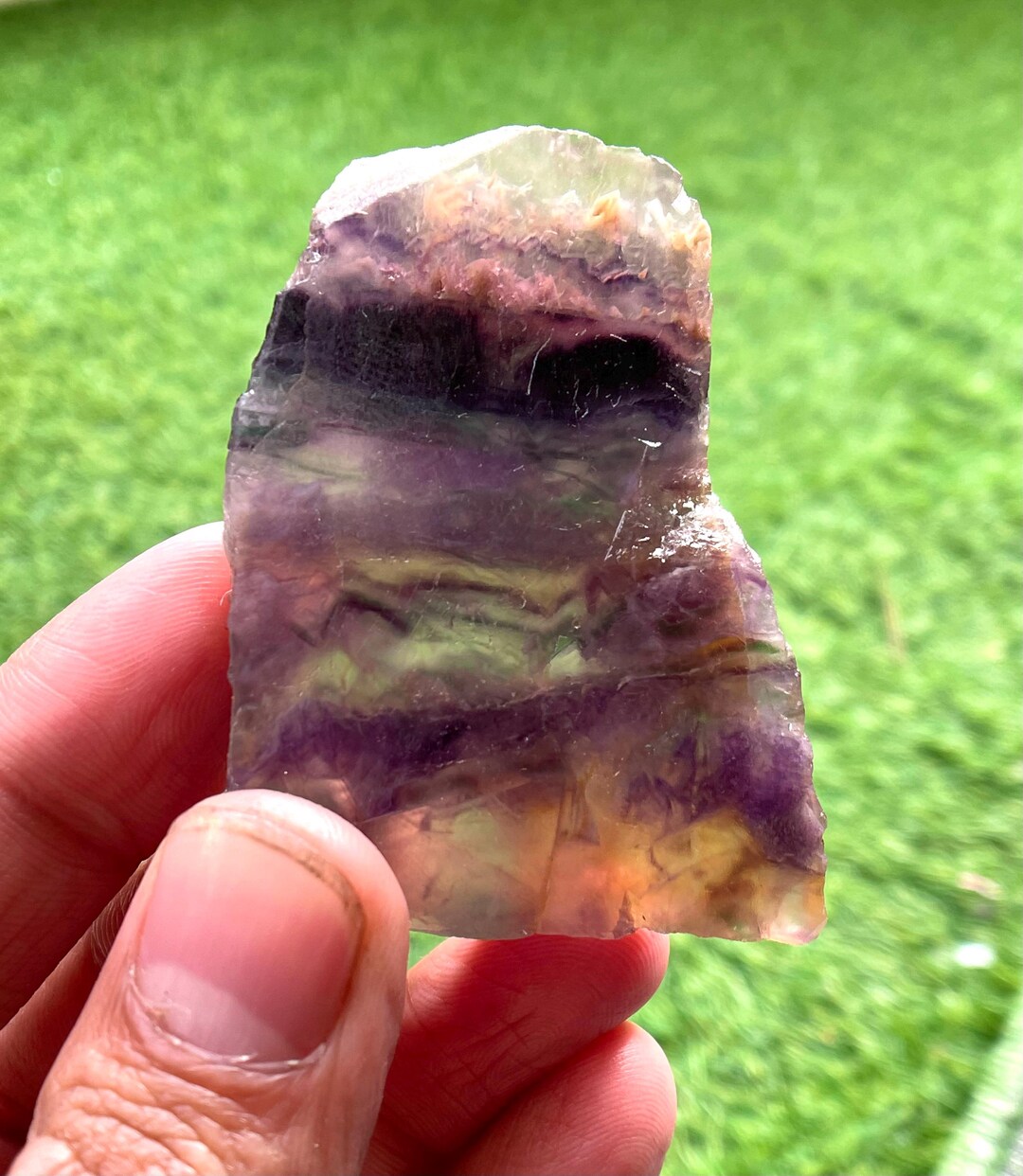 Raw Ruby Flo Rite Natural Fluorite Rough Slab, 57x42x10mm, Bi Color Big Size Fluorite ...