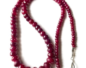 Collar de cuentas de rubí facetadas AAA+, cuentas de rubí facetadas, cuentas de rubí africanas de 6/9 mm, cuentas de rubí graduadas, piedra de nacimiento de julio.