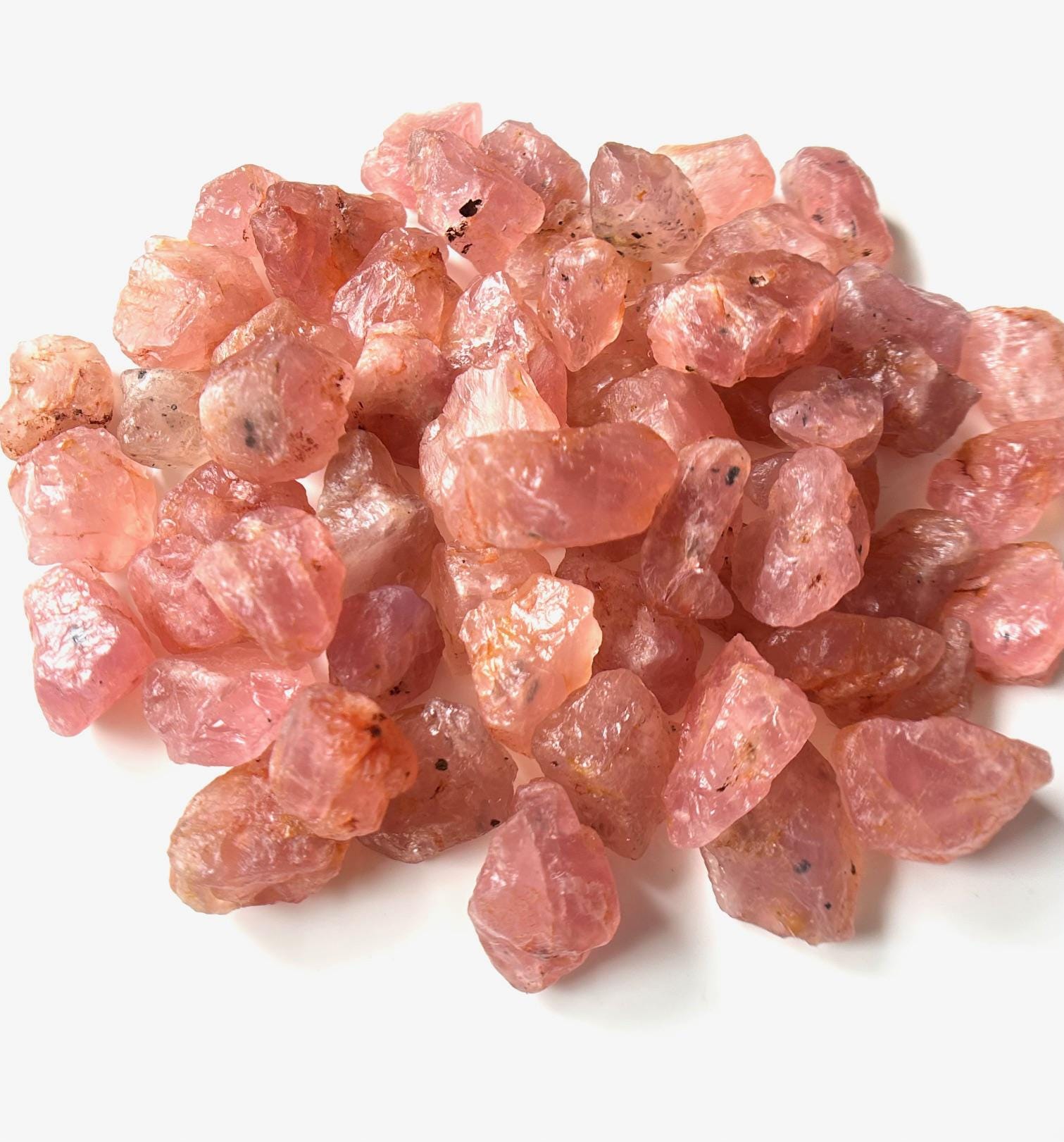 AAA + Natürlicher roher Rosenquarz aus Äthiopien, Top-Rosafarbe, roher Stein, 12-15 mm Größe, roher loser Edelstein, rauer Quarz, für die Schmuckherstellung und die Heilung