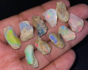 45-karatowy zestaw ~ surowy opal ognisty Welo, naturalny etiopski kamień szlachetny, 15-20 mm, surowy kryształ leczniczy opalowy, kamień urodzinowy października do wyrobu biżuterii.