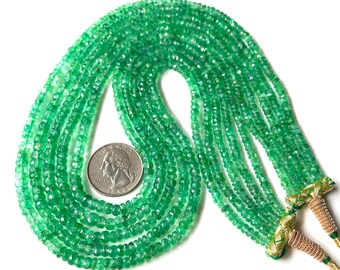 AAA+Quality Emerald Faceted Beads, Emerald beads, Nicely Faceted Emerald Beads, Zambia Emerald, 4/5 MM-Emerald Necklace-May Birthstone Gift