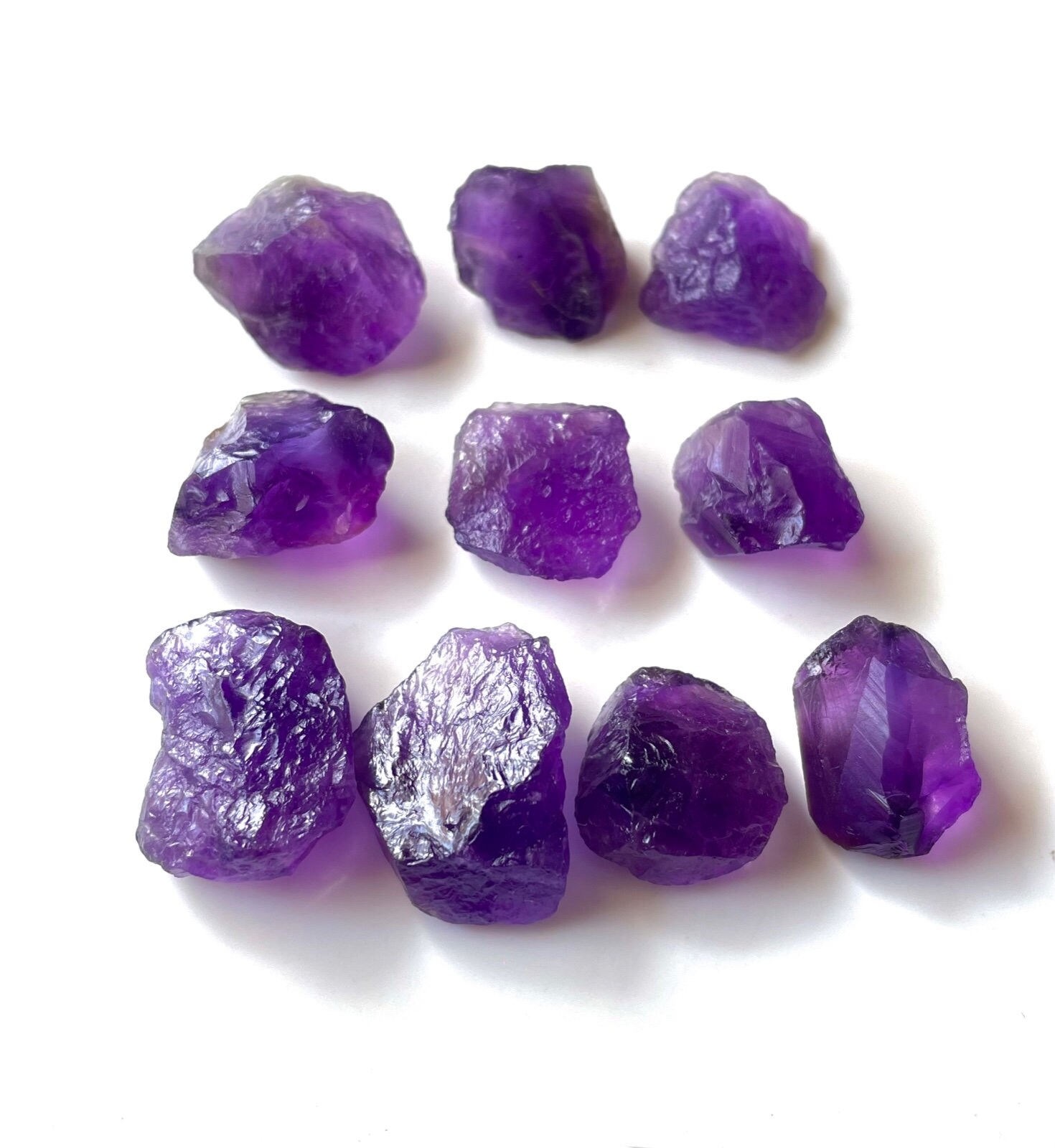 10 PCS AAA+100%Natural Raw Purple Amethyst Gemstones, 15-22 MM Pendant Size Rough, Healing Crystals February birtstone Wholesale Price