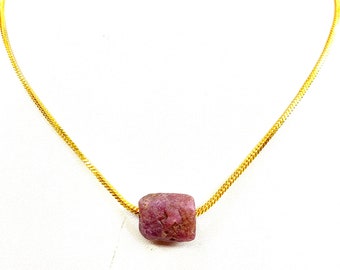 100%Natural Ruby crystal necklace - Stone Size 12 MM July birthstone Stone of Success, gift For Lover-