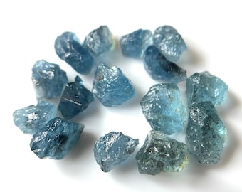 100% Natural Aquamarine Rough 15 Pieces Lot Fine Quality Raw Gemstone, 8-10 MM, Raw Healing Crystal,Rough Gemstone, For Jewelry Making