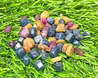 RARE AAA Natural Multi Sapphire Raw, Raw Mix Sapphire Rough, Multi Sapphire Rough Gemstone Precious Raw Healing Crystal Sapphire,