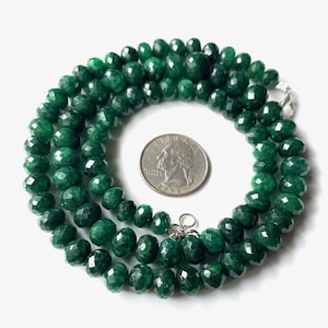 AAA+Natural Zambian Emerald Beads Necklace, 6-10 MM, Emerald Faceted Rondelle Beads, Emerald Beaded Necklace, May Birthstone Gift