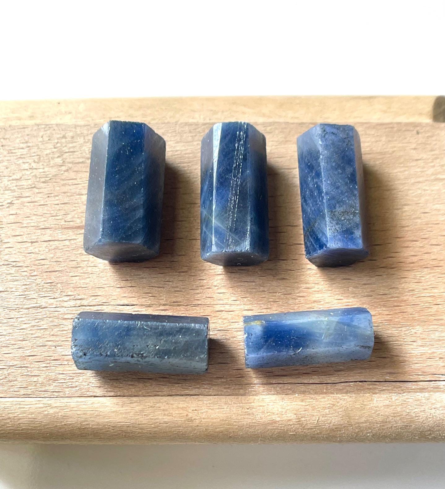 5 Pieces-100%natural Blue Sapphire Pencil Obelisk Healing Crystals