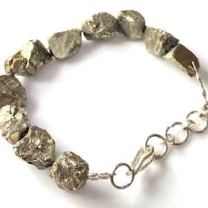 Raw Pyrite Bracelet 8-10 MM Natural Pyrite Bracelet / Gold Pyrite Bracelet / Druzy Pyrite Bead Bracelet / Pyrite Jewelry, Gift For Her