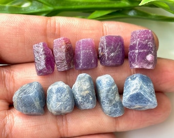 Kostbare-10 STÜCKE-100% Natürliche Gemischte Rubin & Saphire Kristalle, 12-15 MM Rohe Natürliche Rubin Kristalle und Saphire aus Madagaskar / geschenk für sie